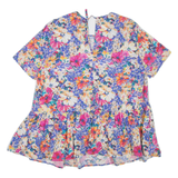 ZARA Womens Smock Top Blue Floral L