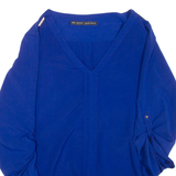 ZARA Womens Blouse Blue V-Neck Long Sleeve S