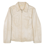 MARKS & SPENCER Womens Jacket Cream Leather UK 12