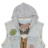 CHEWAN Womens Denim Gilet Blue Hooded M