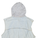 CHEWAN Womens Denim Gilet Blue Hooded M