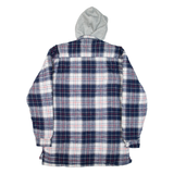 CHALET Quilted Lined Mens Lumberjack Jacket Blue Flannel Hooded Check M