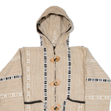 Mens Jacket Beige Knit Hooded Striped M