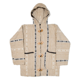 Mens Jacket Beige Knit Hooded Striped M