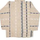 Mens Jacket Beige Knit Hooded Striped M