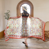 Anyyou 100% Mulberry Silk Red Green Scarf Women Luxury Long Shawl – Beach Wear, Swimwear Cover Up, Pashmina Foulard Fashion Accessory