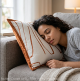 Anypillow White with Orange Abstract Line Decorative Cushion Cover – Soft Throw Pillowcase for Sofa & Bed