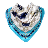 Anyyou Fashion Premium Satin Square Scarf – Elegant Lake Blue Silk-Feel Neckwrap for Women