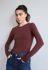 Organic Cotton Crew Long Sleeve T-Shirt, Winter Berry