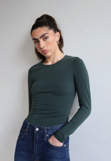 Organic Cotton Crew Long Sleeve T-Shirt, Forest Green