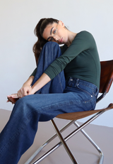 Organic Cotton Crew Long Sleeve T-Shirt, Forest Green