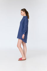 Lara - long sleeve linen mini shirt dress