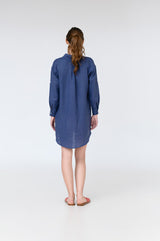 Lara - long sleeve linen mini shirt dress