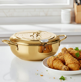 Frying Pan Gold Stainless Steel Thermometer Kitchen Utensils Tempura Fryer Pan Temperature Control Fried Cooking Tools