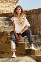 Luna Top (White and Beige)