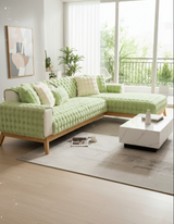 Anyseat Sofa Towel Super Soft Rabbit Plush Light Green Thicken Bubble Velvet Non-slip Sectional Sofa Cover Non-slip L-shaped Couch Cover