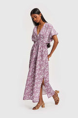 Maxi Gathered Dress in Lilac