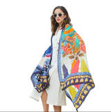 Anyyou 100% Mulberry Silk Blue Scarf Women Luxury Long Shawl – Beach Wear, Swimwear Cover Up, Pashmina Face Shield Foulard Fashion Accessory