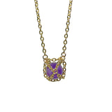 Caged Golden Brass Caged Amethyst Necklace