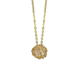 Caged Quartz 14k Gold Brass Necklace