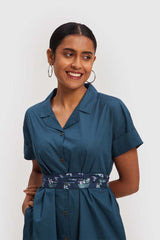 Midi Shirt Dress in Poplin Blue