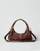 HYER GOODS Mini everyday brown suede shoulder bag #color_chocolate-suede