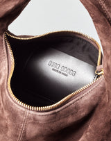 HYER GOODS Mini everyday brown suede shoulder bag #color_chocolate-suede