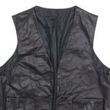 Mens Waistcoat Black Faux Leather S