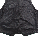 Mens Waistcoat Black Faux Leather S