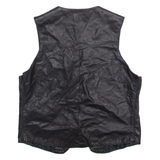 Mens Waistcoat Black Faux Leather S