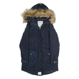 DIESEL Womens Parka Coat Blue Hooded S