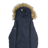 DIESEL Womens Parka Coat Blue Hooded S