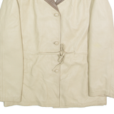 Womens Jacket Cream Faux Leather L