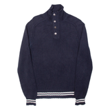TOMMY HILFIGER Mens Jumper Blue 1/4 Zip Tight Knit S