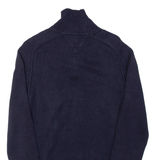 TOMMY HILFIGER Mens Jumper Blue 1/4 Zip Tight Knit S