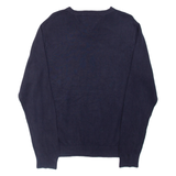 TOMMY HILFIGER Mens Jumper Blue V-Neck Tight Knit M