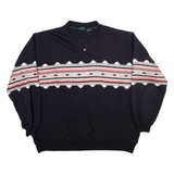 SCANDIA Mens Sweatshirt Black Button Neck XL