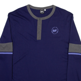 HARVEY MILLER Mens T-Shirt Purple Long Sleeve Button Neck L