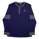 HARVEY MILLER Mens T-Shirt Purple Long Sleeve Button Neck L