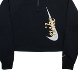 NIKE Cropped Womens Sweatshirt Black 1/4 Zip S