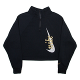 NIKE Cropped Womens Sweatshirt Black 1/4 Zip S