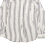 NAUTICA Mens Shirt White Striped Long Sleeve L