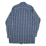 BREMO Mens Shirt Blue Check Long Sleeve L