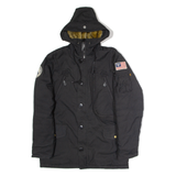 ALPHA INDUSTRIES Mens Parka Coat Black Canvas Nylon Hooded M