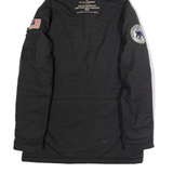ALPHA INDUSTRIES Mens Parka Coat Black Canvas Nylon Hooded M