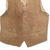 GATSBY Mens Waistcoat Brown Leather Suede 90s S