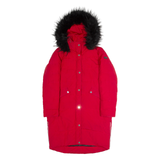 DKNY Womens Puffer Coat Red Hooded S