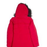 DKNY Womens Puffer Coat Red Hooded S