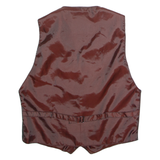 Mens Waistcoat Black Leather 90s M