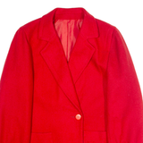 Womens Blazer Jacket Red Knit Wool 80s XL